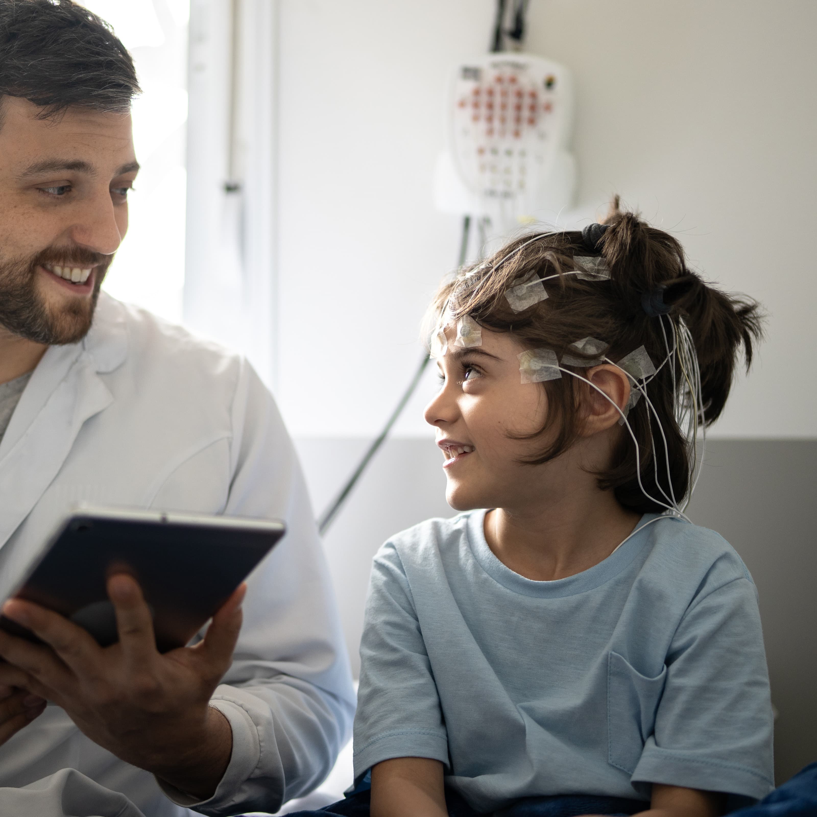 Child participating in medical testing.