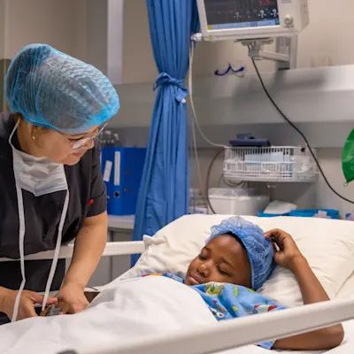 Provider talking to patient.