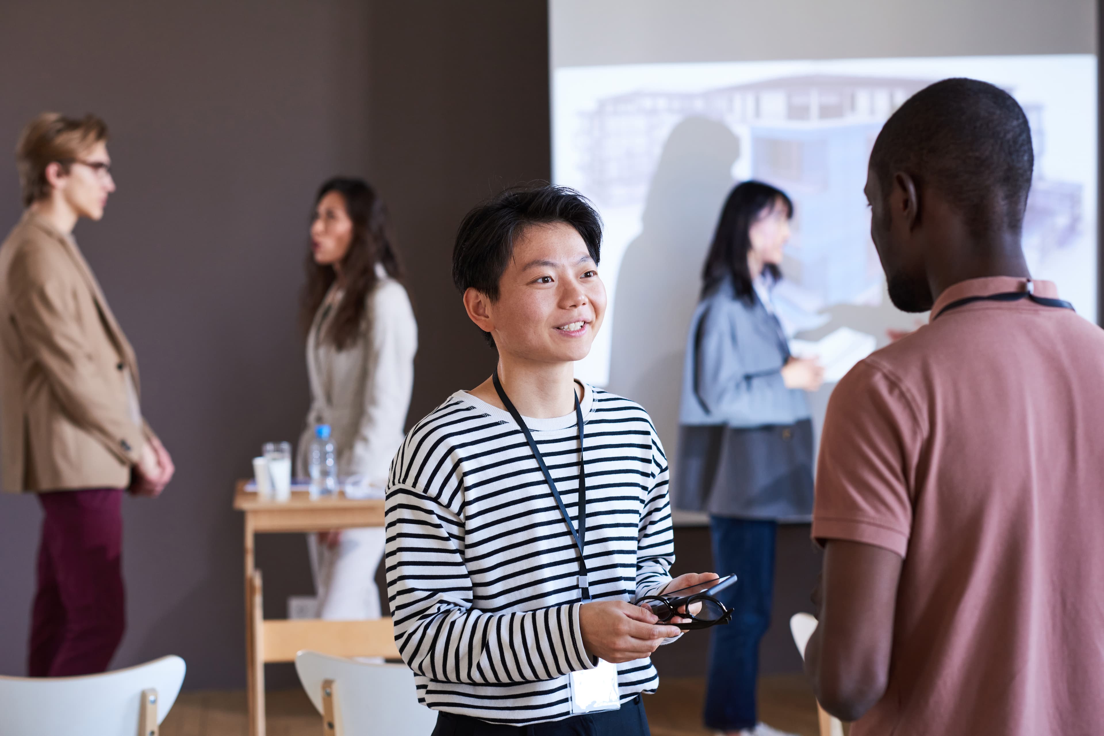 Two professionals talking