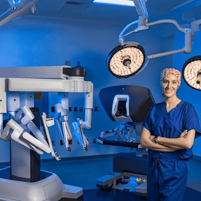 DaVinci robot in one of the Children's Nebraska operating rooms.