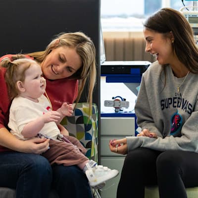 Former Nebraska Volleyball player, Merritt Beason, visits young Merritt while she awaits a heart transplant at Children's Nebraska.